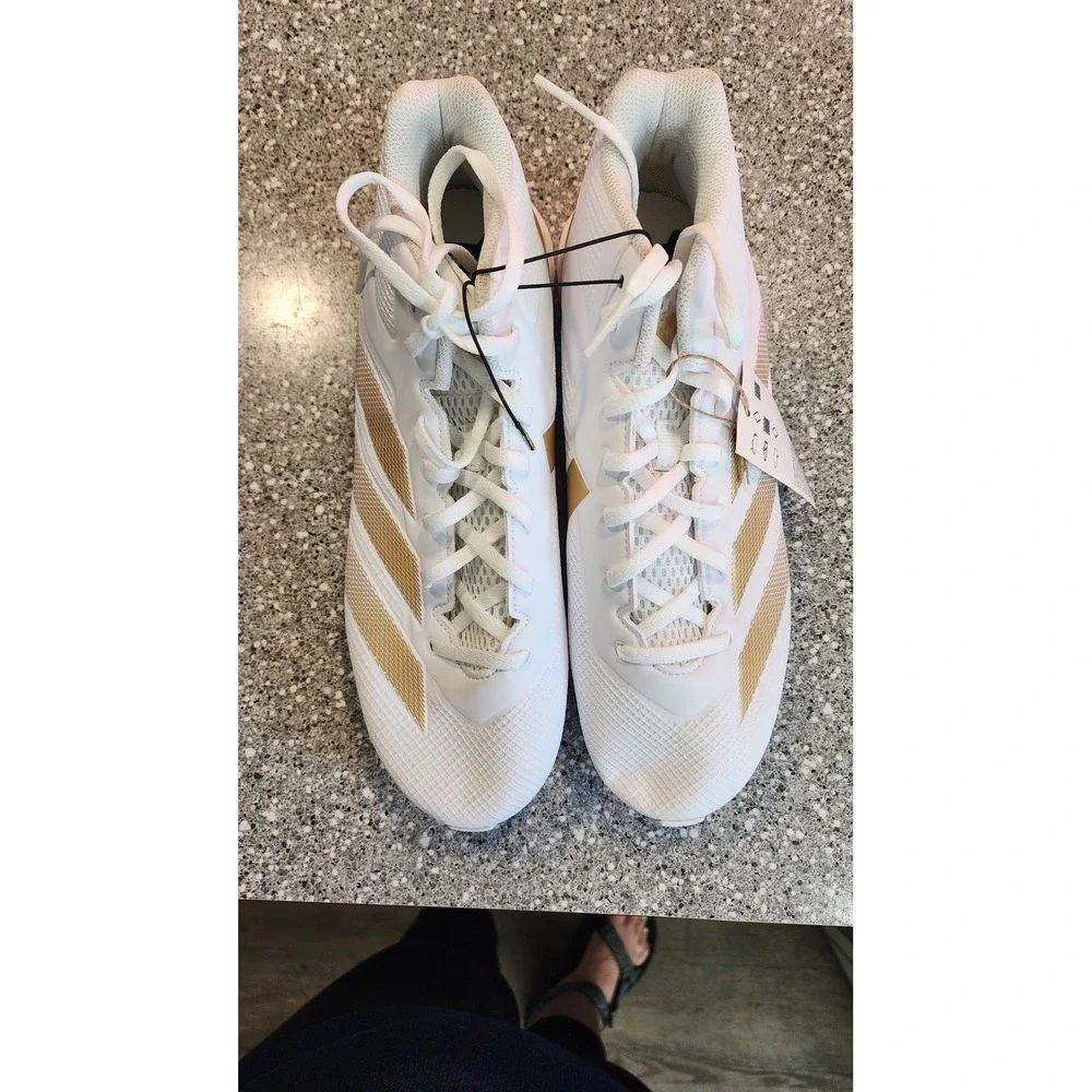 Adidas Adizero Football Cleats Mens Size 10 White Gold New